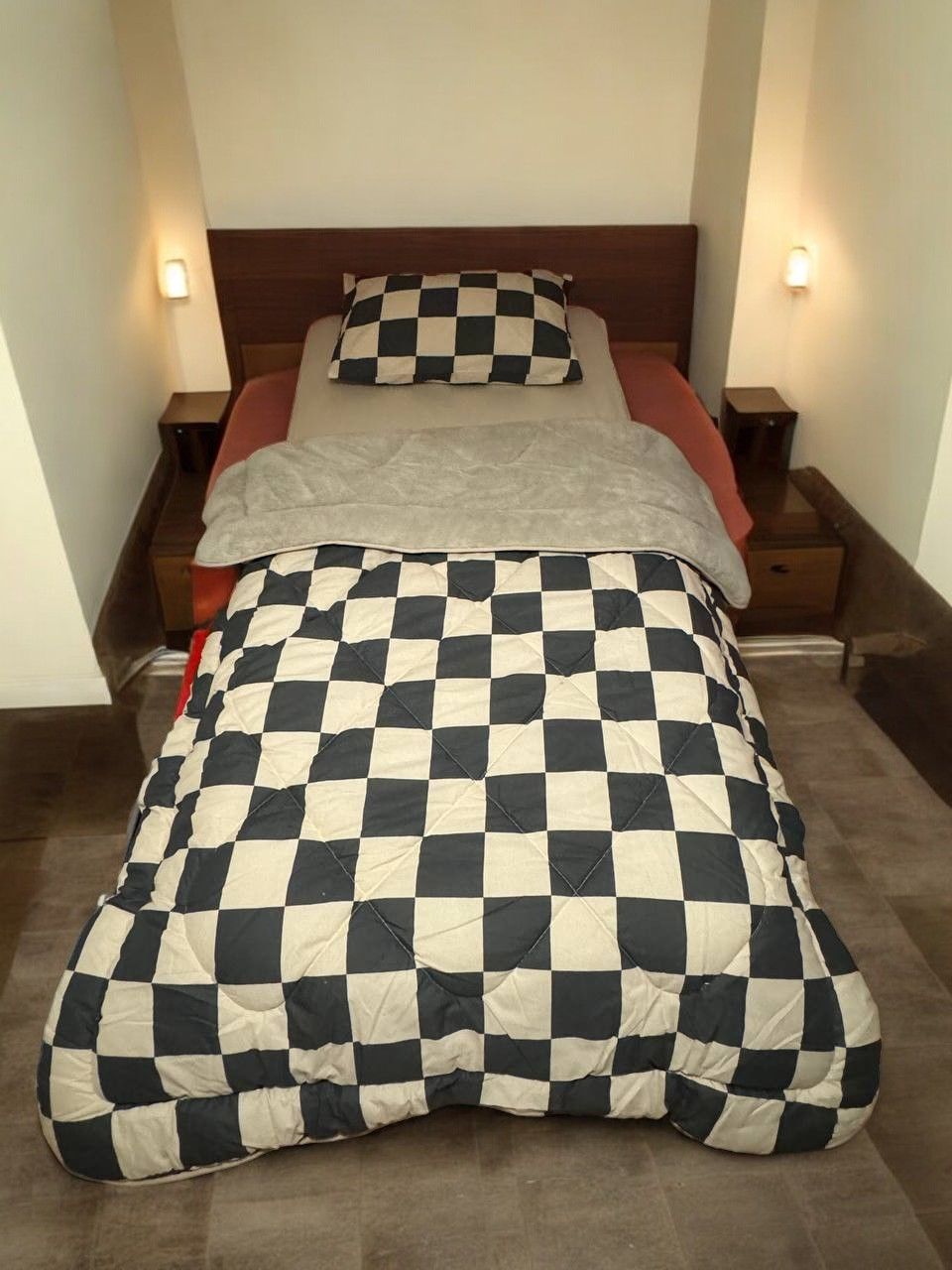 Tekstil Diyarı Tek Kişilik Çift Taraflı Welsoft Yorgan Bej Dama