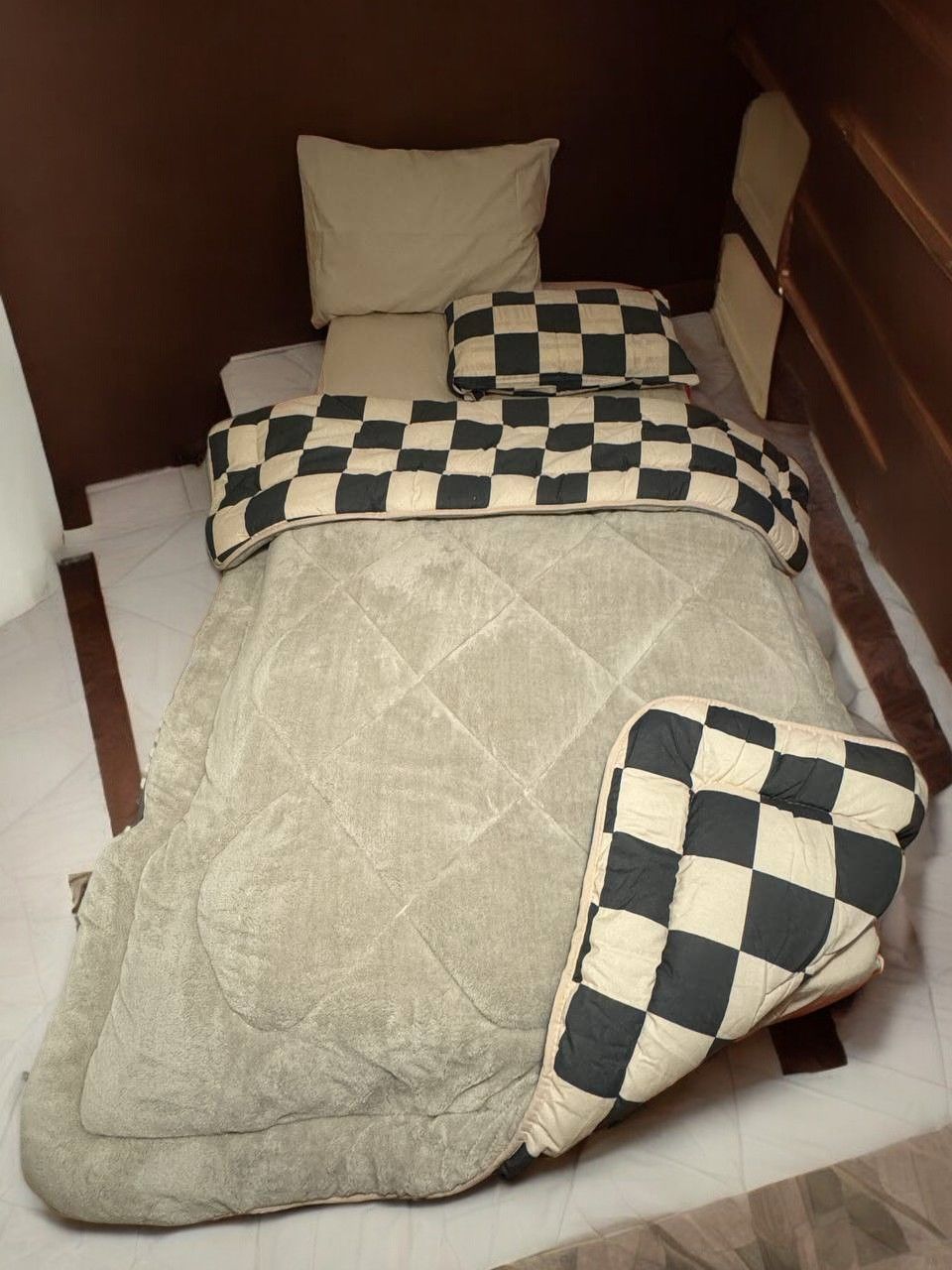 Tek Kişilik Welsoft Pufidik Uyku Seti Bej Dama