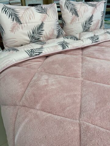 Tekstil Diyarı Çift Kişilik Welsoft Yorgan Yastıklı Pudra Tüy