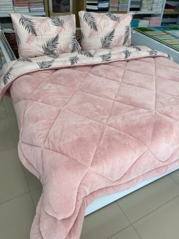 Tekstil Diyarı Çift Kişilik Welsoft Yorgan Yastıklı Pudra Tüy