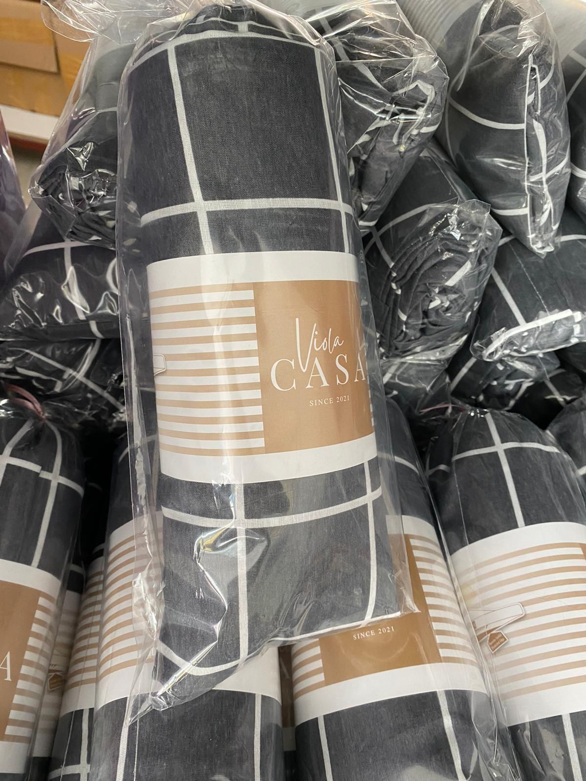 Violacasa Tek Kişilik Lastikli Çarşaf 100x200cm Yastıklı Antrasit Kare