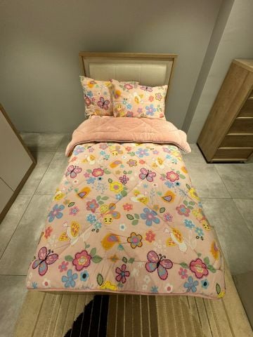 Tek Kişilik Welsoft Pufidik Uyku Seti Pudra Flower