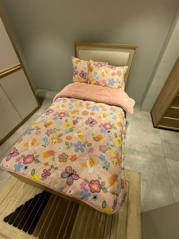 Tek Kişilik Welsoft Pufidik Uyku Seti Pudra Flower