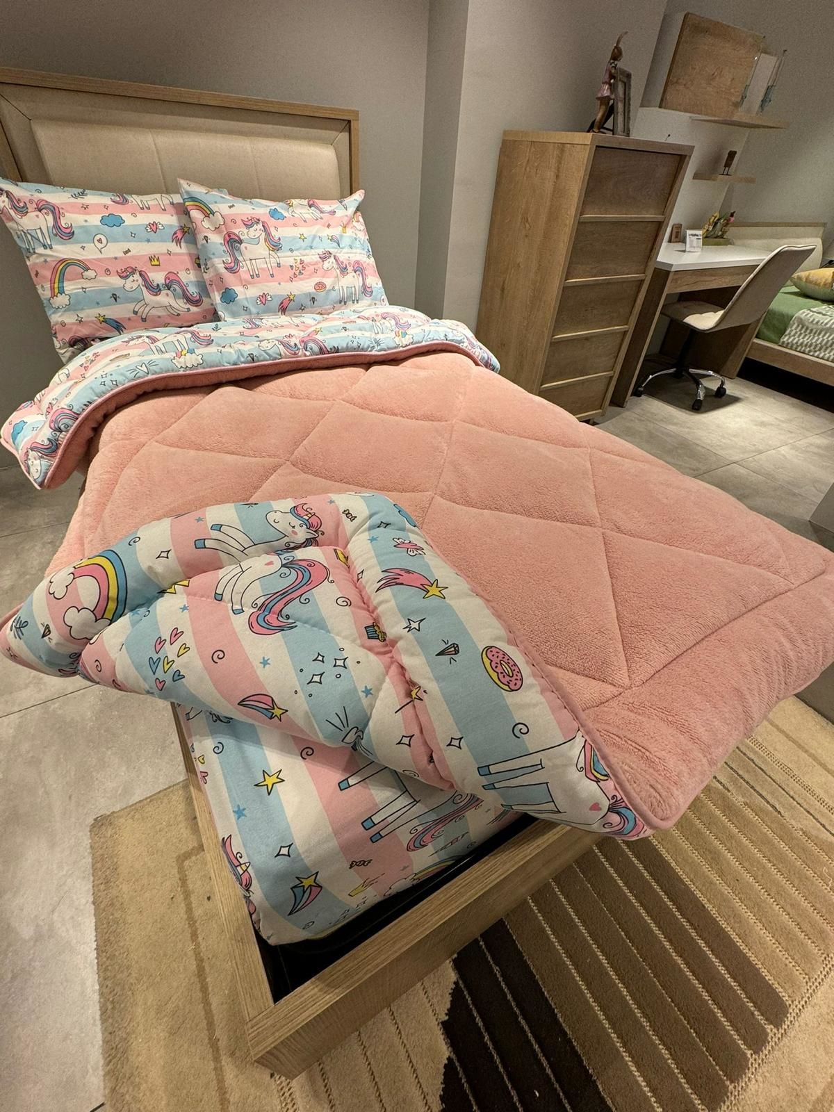 Tek Kişilik Welsoft Pufidik Uyku Seti Pudra Pegasus