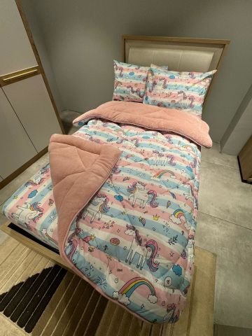 Tek Kişilik Welsoft Pufidik Uyku Seti Pudra Pegasus