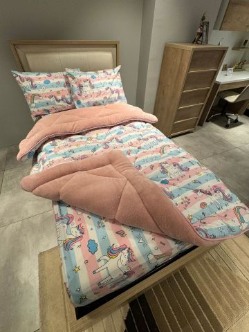 Tek Kişilik Welsoft Pufidik Uyku Seti Pudra Pegasus