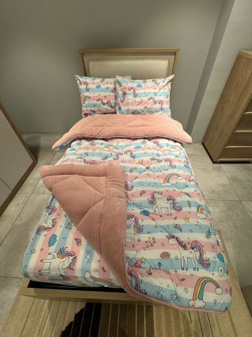 Tek Kişilik Welsoft Pufidik Uyku Seti Pudra Pegasus