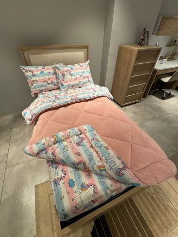 Tek Kişilik Welsoft Pufidik Uyku Seti Pudra Pegasus