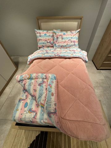 Tek Kişilik Welsoft Pufidik Uyku Seti Pudra Pegasus