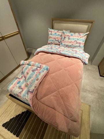 Tek Kişilik Welsoft Pufidik Uyku Seti Pudra Pegasus