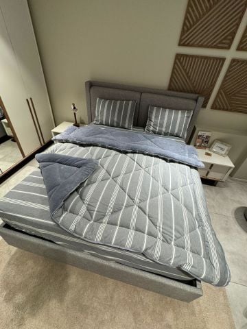 Çift Kişilik Welsoft Pufidik Uyku Seti Naturel Series Antrasit (Lastikli Çarşaflı)