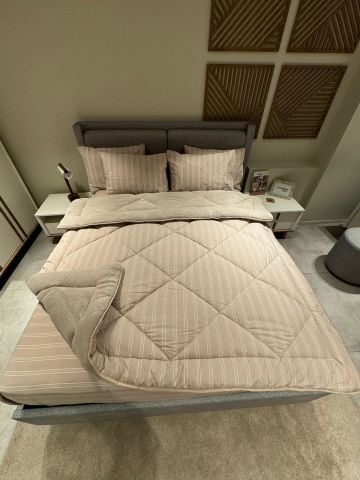 Çift Kişilik Welsoft Pufidik Uyku Seti Naturel Series Bej (Lastikli Çarşaflı)