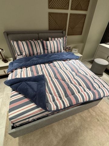 Çift Kişilik Welsoft Pufidik Uyku Seti Naturel Series İndigo (Lastikli Çarşaflı)