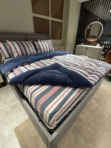 Çift Kişilik Welsoft Pufidik Uyku Seti Naturel Series İndigo (Lastikli Çarşaflı)