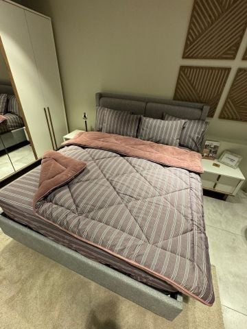 Çift Kişilik Welsoft Pufidik Uyku Seti Naturel Series Kül Moru (Lastikli Çarşaflı)