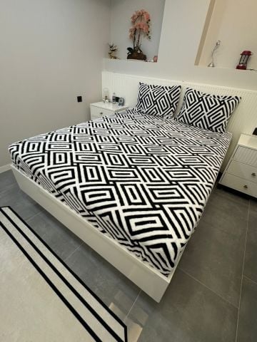 Violacasa Lastikli Kuzu Tüyü Welsoft Çarşaf Zebra