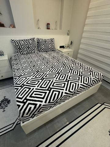 Violacasa Lastikli Kuzu Tüyü Welsoft Çarşaf Zebra