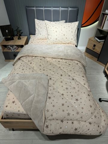 Tek Kişilik Welsoft Pufidik Uyku Seti Bej Yıldız