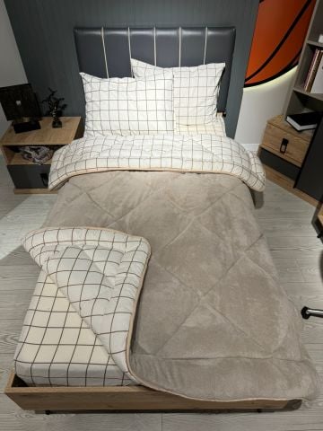 Tek Kişilik Welsoft Pufidik Uyku Seti Krem Kare