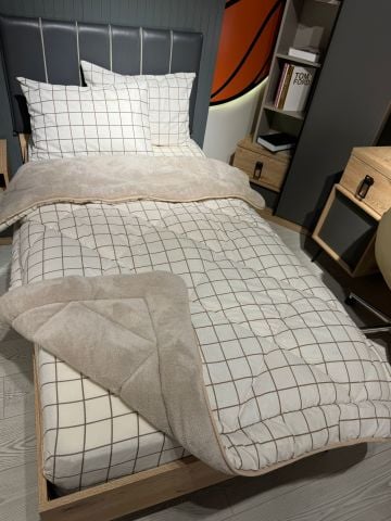 Tek Kişilik Welsoft Pufidik Uyku Seti Krem Kare