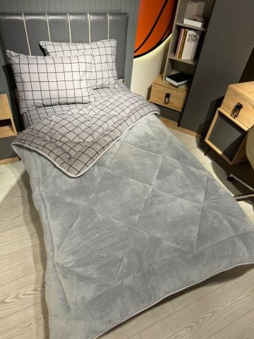 Tek Kişilik Welsoft Pufidik Uyku Seti Füme Kare