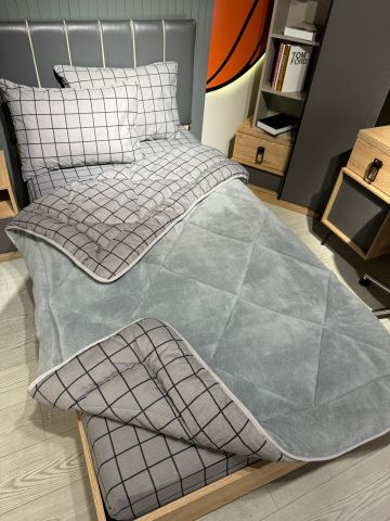 Tek Kişilik Welsoft Pufidik Uyku Seti Füme Kare