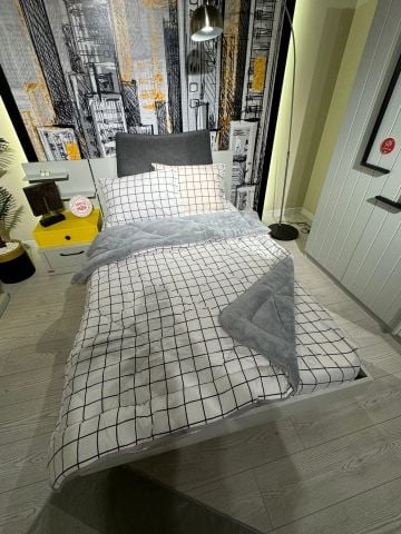 Tek Kişilik Welsoft Pufidik Uyku Seti Beyaz Kare