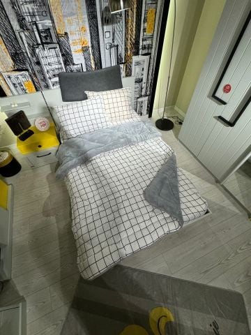 Tek Kişilik Welsoft Pufidik Uyku Seti Beyaz Kare