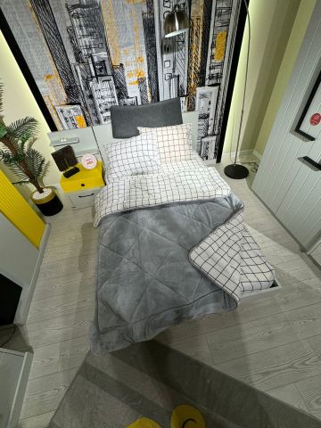 Tek Kişilik Welsoft Pufidik Uyku Seti Beyaz Kare