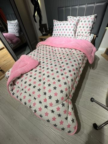 Tek Kişilik Welsoft Pufidik Uyku Seti Pembe Yıldız