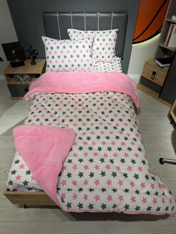 Tek Kişilik Welsoft Pufidik Uyku Seti Pembe Yıldız