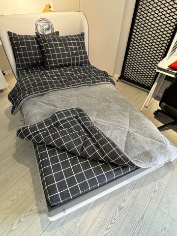 Tek Kişilik Welsoft Pufidik Uyku Seti Antrasit Kare