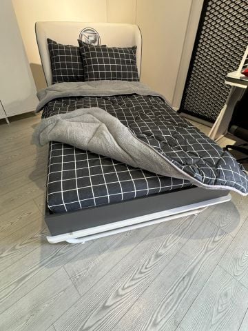 Tek Kişilik Welsoft Pufidik Uyku Seti Antrasit Kare