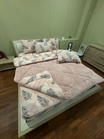 Çift Kişilik Welsoft Pufidik Uyku Seti Pudra Tüy (Lastikli Çarşaflı)