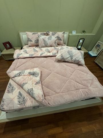 Çift Kişilik Welsoft Pufidik Uyku Seti Pudra Tüy (Lastikli Çarşaflı)