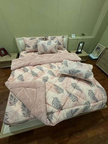 Çift Kişilik Welsoft Pufidik Uyku Seti Pudra Tüy (Lastikli Çarşaflı)