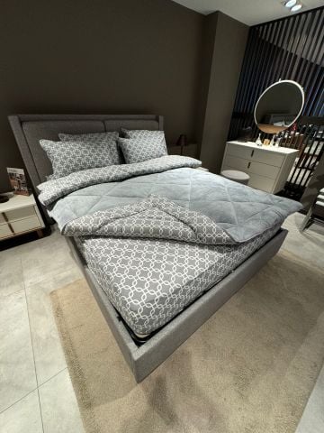 Çift Kişilik Welsoft  Pufidik Uyku Seti Gri Zincir (Lastikli Çarşaflı)