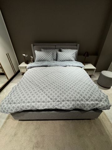 Çift Kişilik Welsoft  Pufidik Uyku Seti Gri Zincir (Lastikli Çarşaflı)