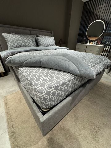 Çift Kişilik Welsoft  Pufidik Uyku Seti Gri Zincir (Lastikli Çarşaflı)