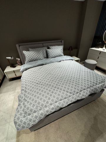 Çift Kişilik Welsoft  Pufidik Uyku Seti Gri Zincir (Lastikli Çarşaflı)