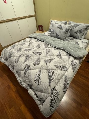 Çift Kişilik Welsoft  Pufidik Uyku Seti Gri Tüy (Lastikli Çarşaflı)