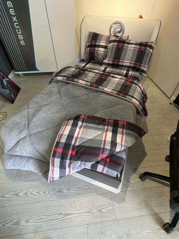 Tek Kişilik Welsoft Pufidik Uyku Seti Gri Ekose