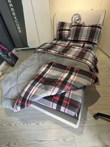 Tek Kişilik Welsoft Pufidik Uyku Seti Gri Ekose