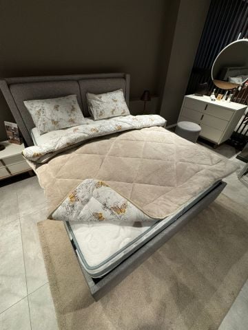 Tekstil Diyarı Çift Kişilik Welsoft Yorgan Yastıklı Bej Kelebek