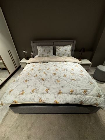 Tekstil Diyarı Çift Kişilik Welsoft Yorgan Yastıklı Bej Kelebek