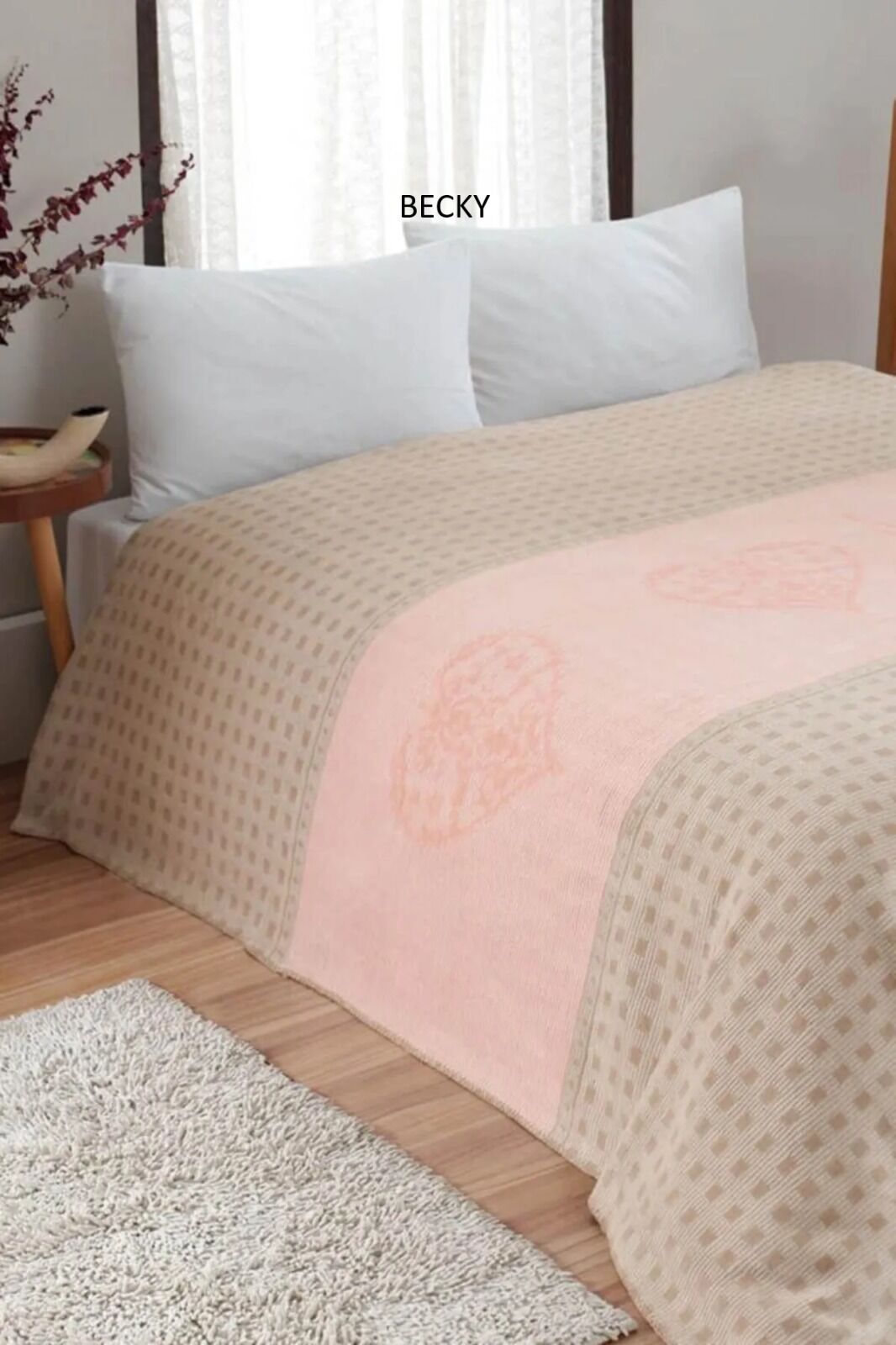 Dinarsu Çift Taraflı Pamuk Battaniye Çift Kişilik Becky