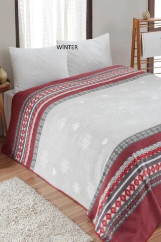 Dinarsu Çift Taraflı Pamuk Battaniye Çift Kişilik Winter