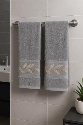 %100 Pamuk Nakışlı Tek Kişilik Hamam Seti Santiago