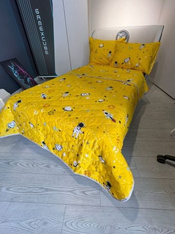 Violacasa Tek Kişilik Yatak Örtüsü Multi Set (Lastikli Çarşaflı) Uzay Sarı