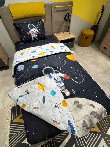 Tek Kişilik Ünlü Markaların Outlet Çarşaf Lastikli Uyku Seti Astronot